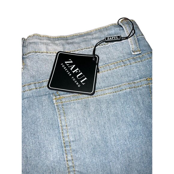 Zaful Womens Denim Shorts W/ Rose Embroidery Frayed Hem Size 4 Light Wash Cotton - Picture 2 of 11